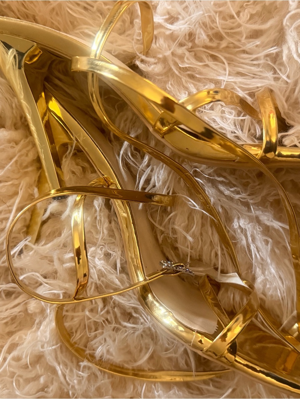 Fashion Nova Metallic Gold Strappy High Heels